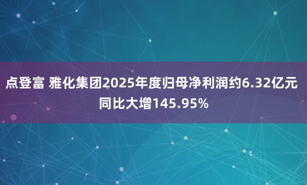 点登富 雅化集团2025年度归母净利润约6.32亿元 同比大增145.95%